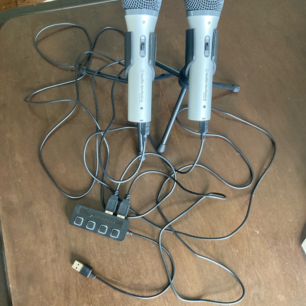 Audio Technica Gray and Black Computer Microphones USB Adapters Included